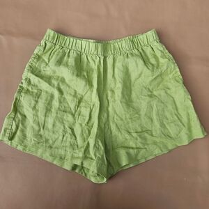 Spring Green Linen Women's Shorts